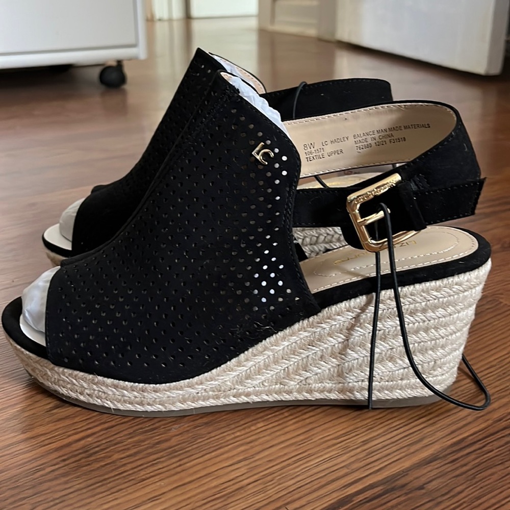 Liz Claiborne Black Suede Wedges